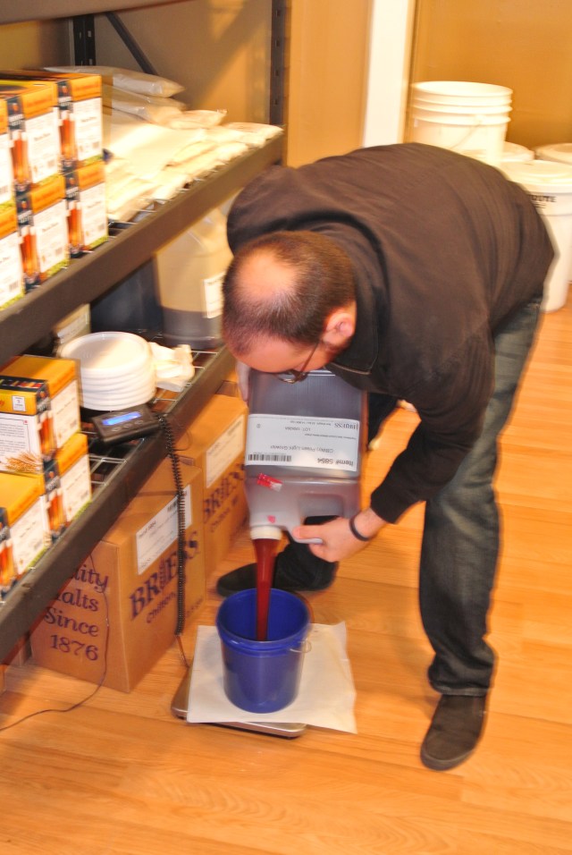 The single malt extract is being weighed out.