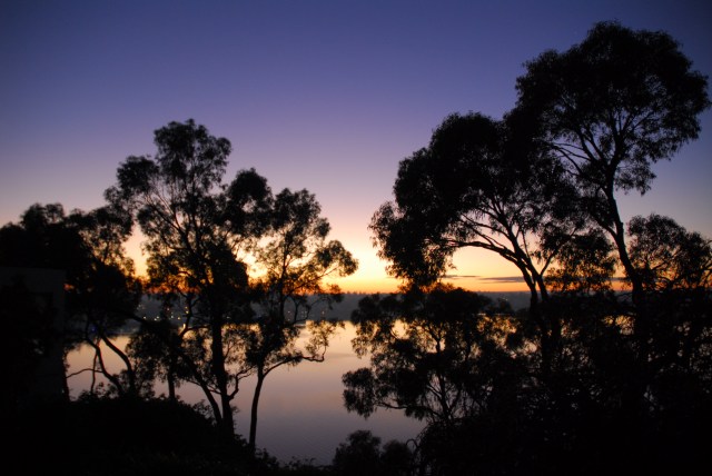 Geoff, this is really a sunrise photo taken one morning on the back porch...let's pretend it is 6:30 PM and you are on the porch hoisting a cold one with me, mate! Cheers!