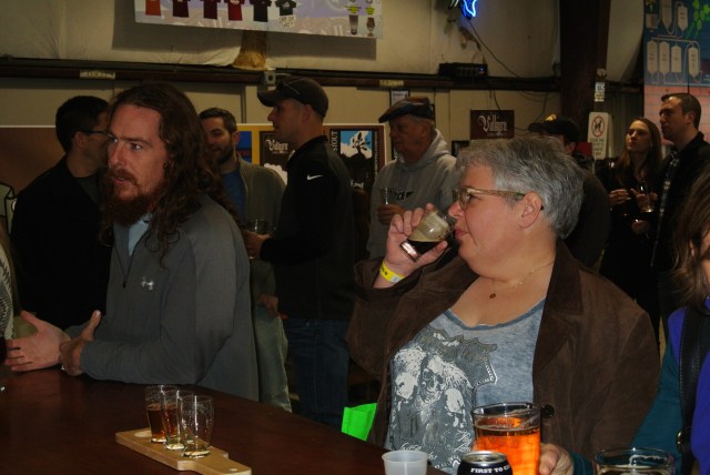 Lisa. not my daughter Lisa, but Lisa from College Station - she knows her beer too! She was working her way through the sampler.