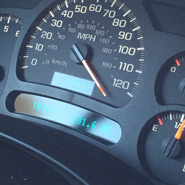 Lisa snapped a shot of the speedometer of the Suburban as we dashed off toward Southern Star Brewing Company. We made good time!